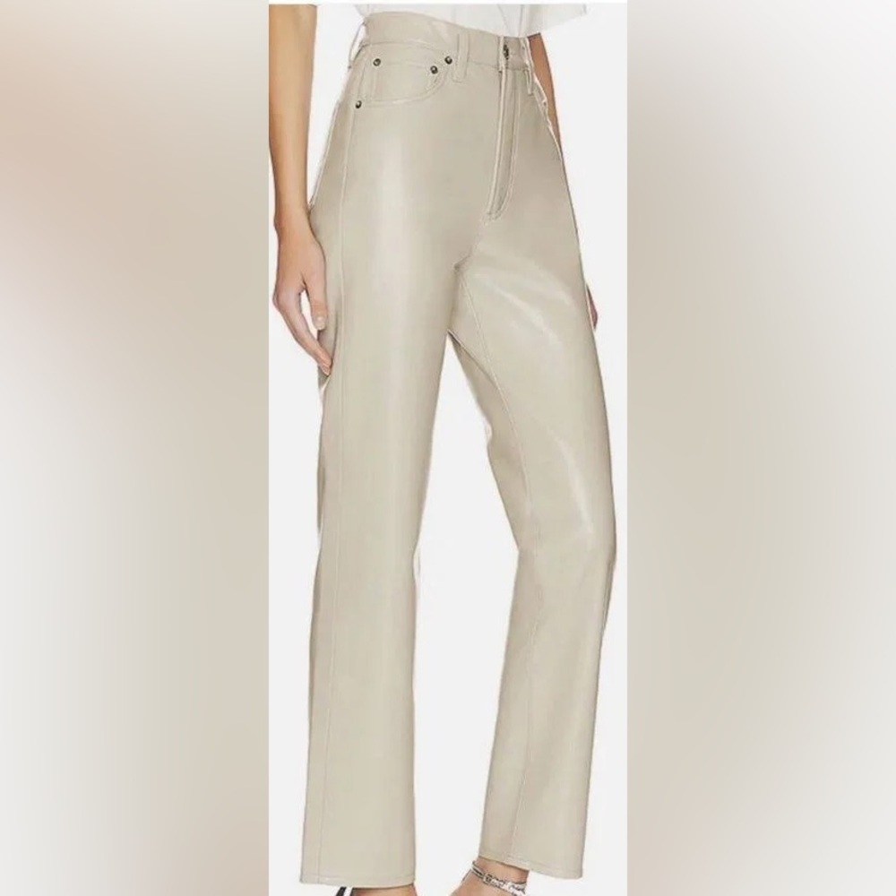 AGolde 90s high waist recycled leather jeans in Ivory - Picture 3 of 7